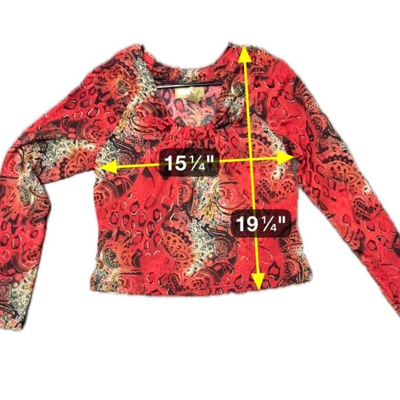 Peck & Peck Weekend Womens Sz M Long Sleeve Red Paisley Animal Print Top Elegant - Picture 7 of 10